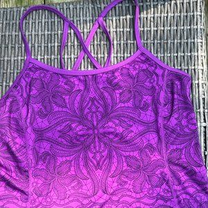 ATHLETA Tankini Women Large Purple Floral Pattern Strappy Top